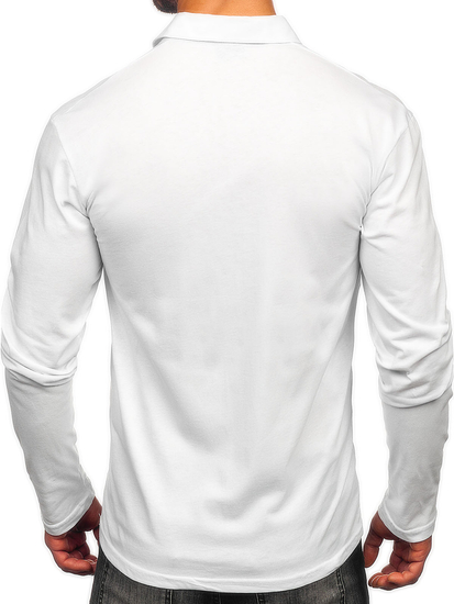 Men’s Long Sleeve Cotton Polo Shirt White Bolf 5119
