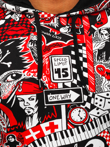 Men's Printed Hoodie Red Bolf 141035