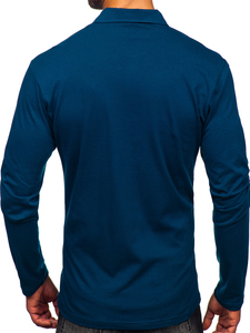 Men’s Long Sleeve Cotton Polo Shirt Navy Blue Bolf 5119