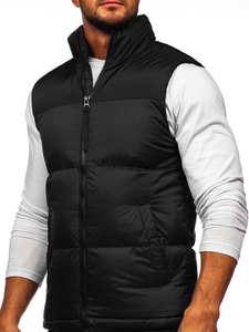 Men's Thick Quilted Gilet with hood Black Bolf 9969