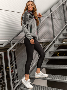 Women's Lightweight Quilted Jacket with hood Grey Bolf KSW4007A