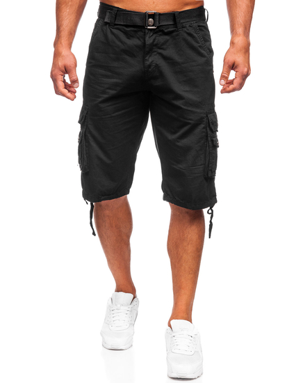 Men's Cargo Shorts with Belt Black Bolf 77885