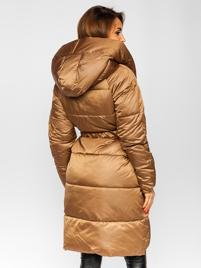 Women's Long Winter Hooded Jacket Camel Bolf MY0363A