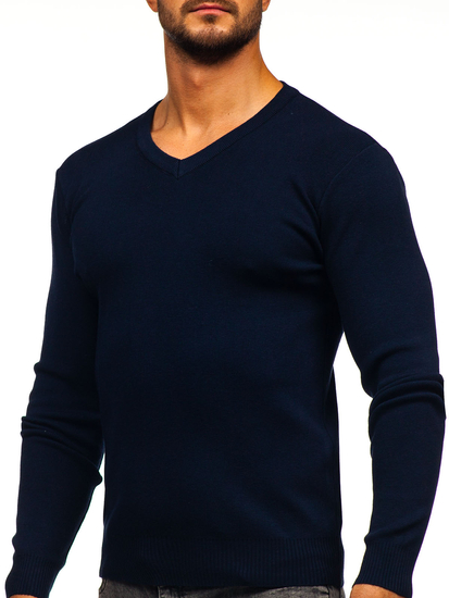 Men’s V-neck Sweater Navy Blue Bolf H2405