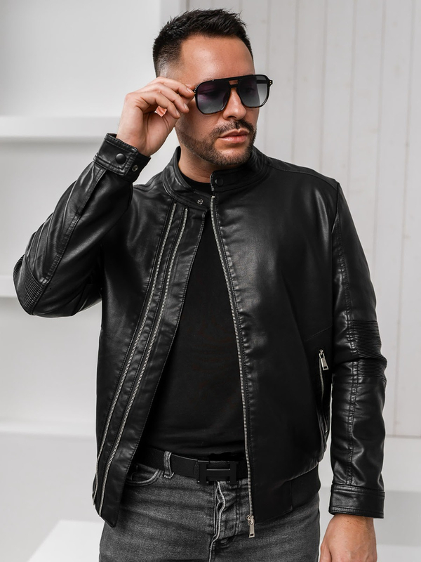 Men's Leather Jacket Black Bolf 1073
