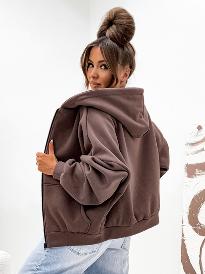 Women's Warm Butterfly Hoodie Chocolate Bolf 821112