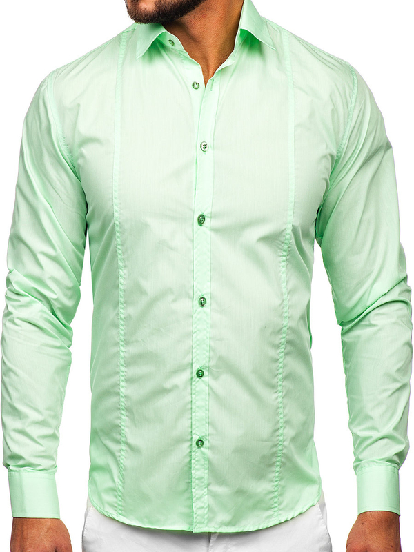 Men’s Elegant Long Sleeve Shirt Mint Bolf 6944