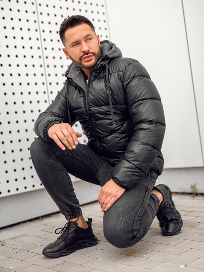 Men's Quilted Winter Jacket Black Bolf B2906A