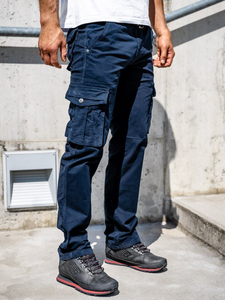 Men's Cargo Pants with Belt Navy Blue Bolf 1672