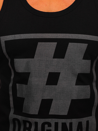 Men's Printed Boxer Tank Top Black-Graphite Bolf 14834