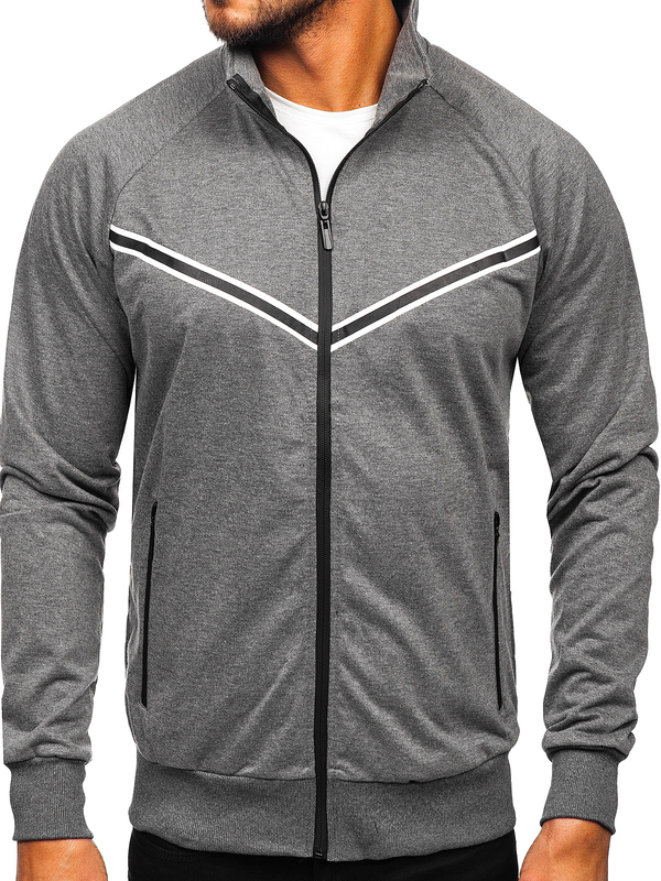 Men's Zip Stand Up Sweatshirt Graphite Bolf B062
