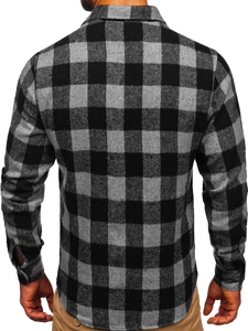 Men's Long Sleeve Flannel Shirt Graphite Bolf 20723