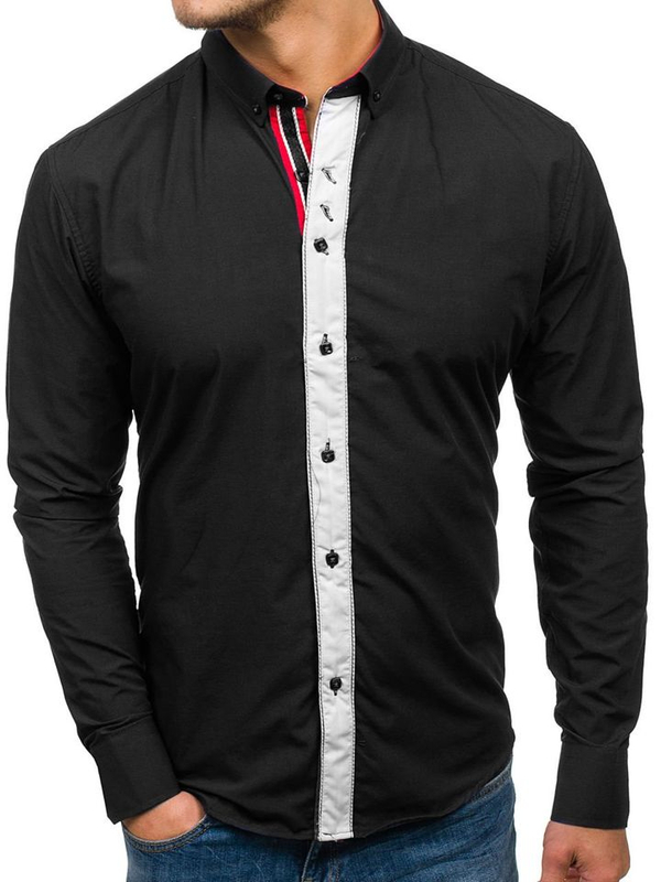 Men's Elegant Long Sleeve Shirt Black Bolf 5827