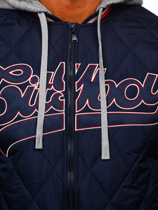 Men's Lightweight Quilted Bomber Jacket Navy Blue Bolf HSS058