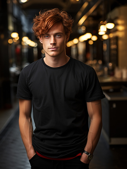 Men's Basic Cotton T-shirt Black Bolf 192397