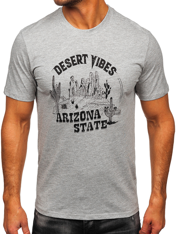 Men's Cotton Printed T-shirt Grey Bolf MPO3483
