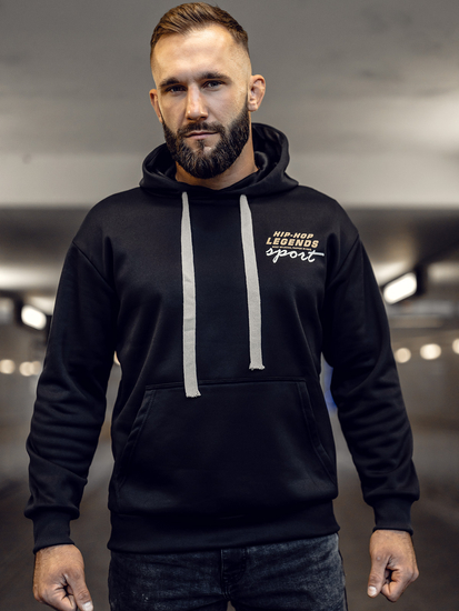 Men's Printed Kangaroo Hoodie Black Bolf M280