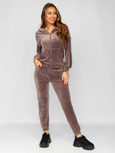Women's 2-Piece Velour Tracksuit Cappuccino Bolf 829