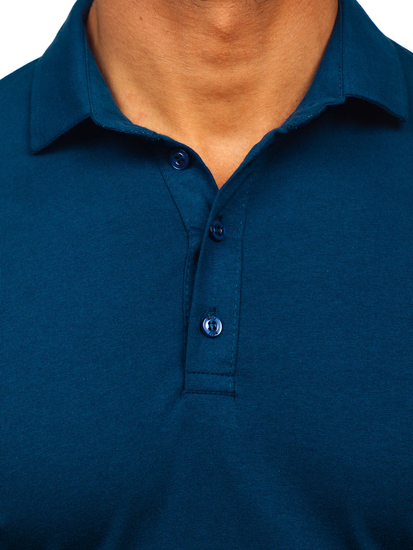 Men’s Long Sleeve Cotton Polo Shirt Navy Blue Bolf 5119