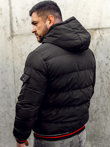 Men's Quilted Reversible Winter Jacket Black-Red Bolf 7410
