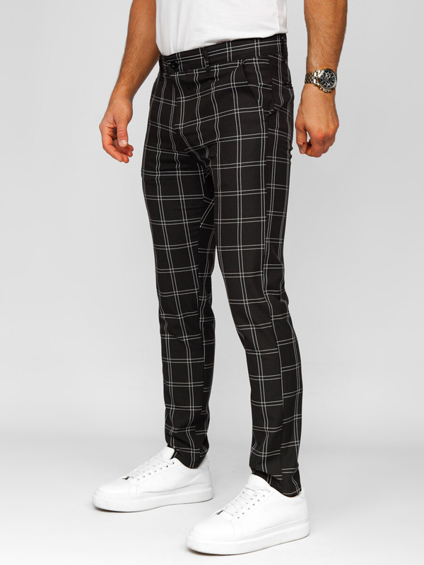 Men’s Elegant Checkered Pants Black Bolf 184188