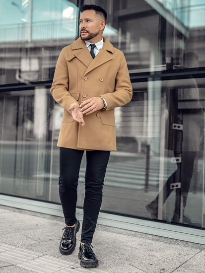 Men’s Short Double-breasted Winter Coat Camel Bolf 11Z8215A