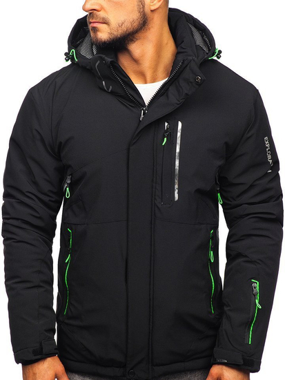 Men's Winter Ski Jacket Black-Green Bolf 1910