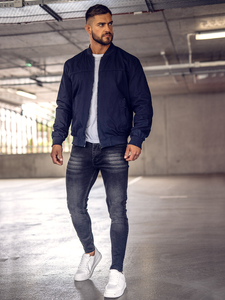 Men's Reversible Lightweight Bomber Jacket Navy blue Bolf 84M3005A