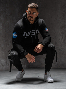 Men’s Printed Kangaroo Hoodie Black Bolf 146956B