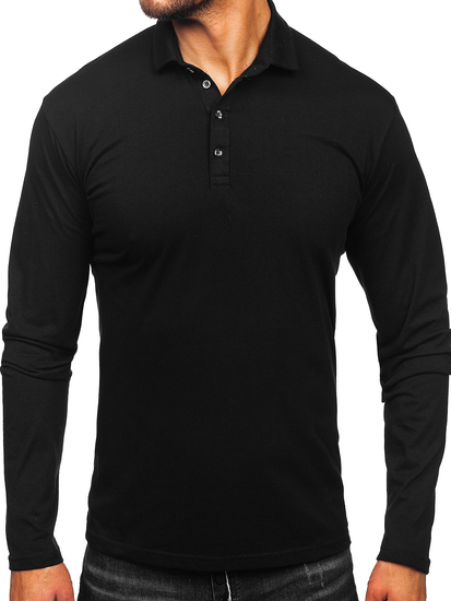 Men’s Long Sleeve Cotton Polo Shirt Black Bolf 5119