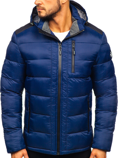 Men's Quilted Winter Sport Jacket Navy Blue Bolf AB98