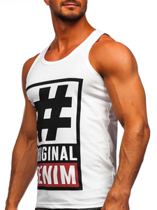 Men's Printed Boxer Tank Top White Bolf 14834