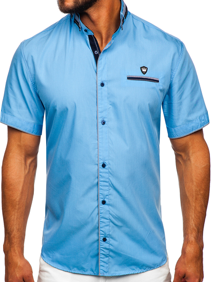Men's Short Sleeve Shirt Sky Blue Bolf 19617