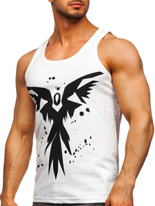 Men's Printed Boxer Tank Top White Bolf 14843