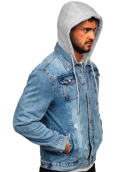 Men's Denim Hooded Jacket Sky Blue Bolf MJ505BC