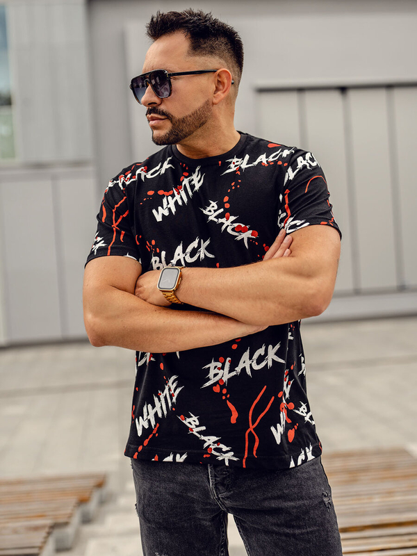 Men's Printed T-shirt Black-Red Bolf 14939A