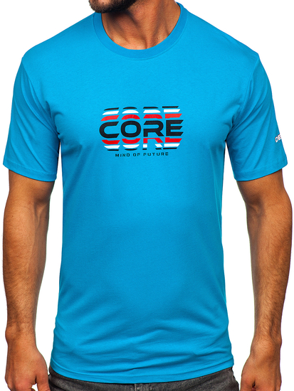 Men's Cotton T-shirt Turquoise Bolf 14731