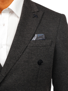 Men's Double-breasted Elegant Suit Jacket Anthracite Bolf 007