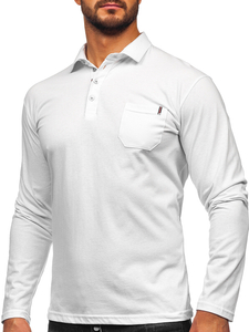 Men’s Long Sleeve Cotton Polo Shirt White Bolf 5120
