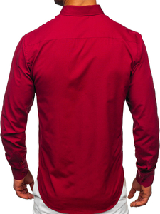 Men's Elegant Long Sleeve Shirt Claret Bolf 5821-1