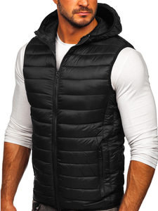 Men's Quilted Hooded Gilet Black Bolf 13072