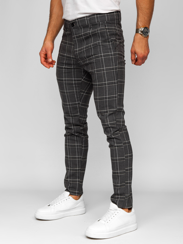 Men’s Elegant Checkered Pants Graphite Bolf 184168