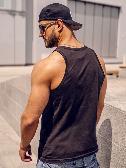 Men's Printed Boxer Tank Top Black Bolf 14831A