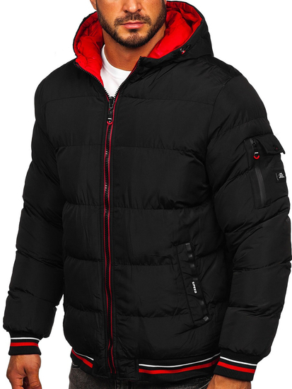 Men's Quilted Reversible Winter Jacket Black-Red Bolf 7410