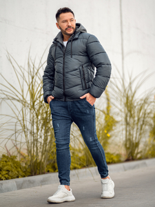 Men's Quilted Winter Jacket Graphite Bolf B2906A