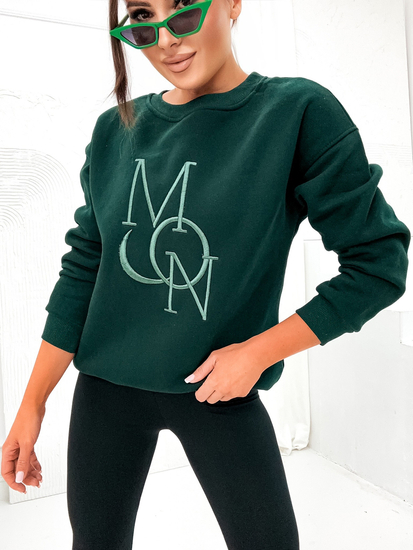 Women's Warm Printed Sweatshirt Bottle Green Bolf VE77