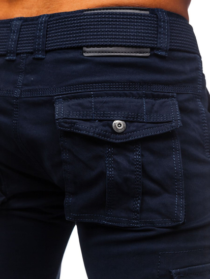 Men's Cargo Pants with Belt Navy Blue Bolf 1672
