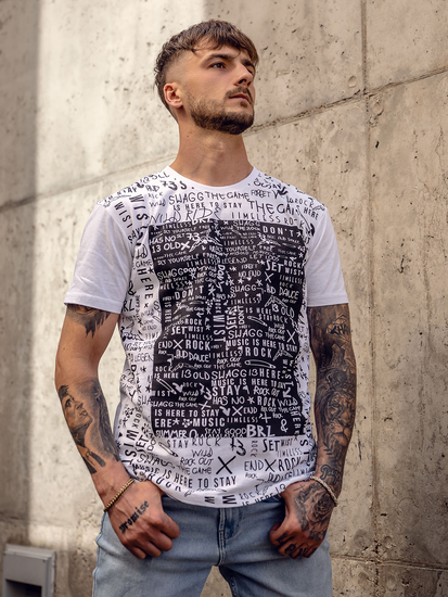 Men's Cotton Printed T-shirt White Bolf 1173