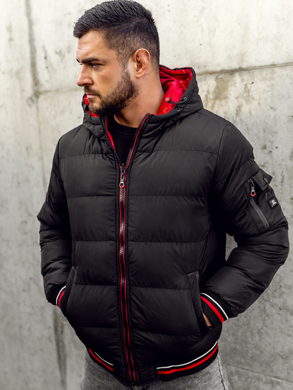 Men's Quilted Reversible Winter Jacket Black-Red Bolf 7410
