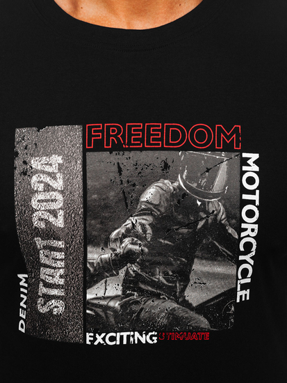 Men's Cotton Printed T-shirt Black Bolf MPO3475